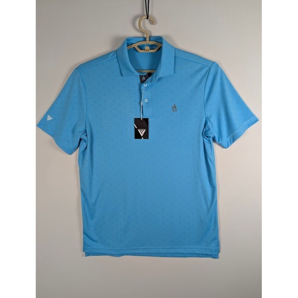 Levelwear Aronimink Golf Polo Mens M Aqua Blue Geometric Print Performance NWT